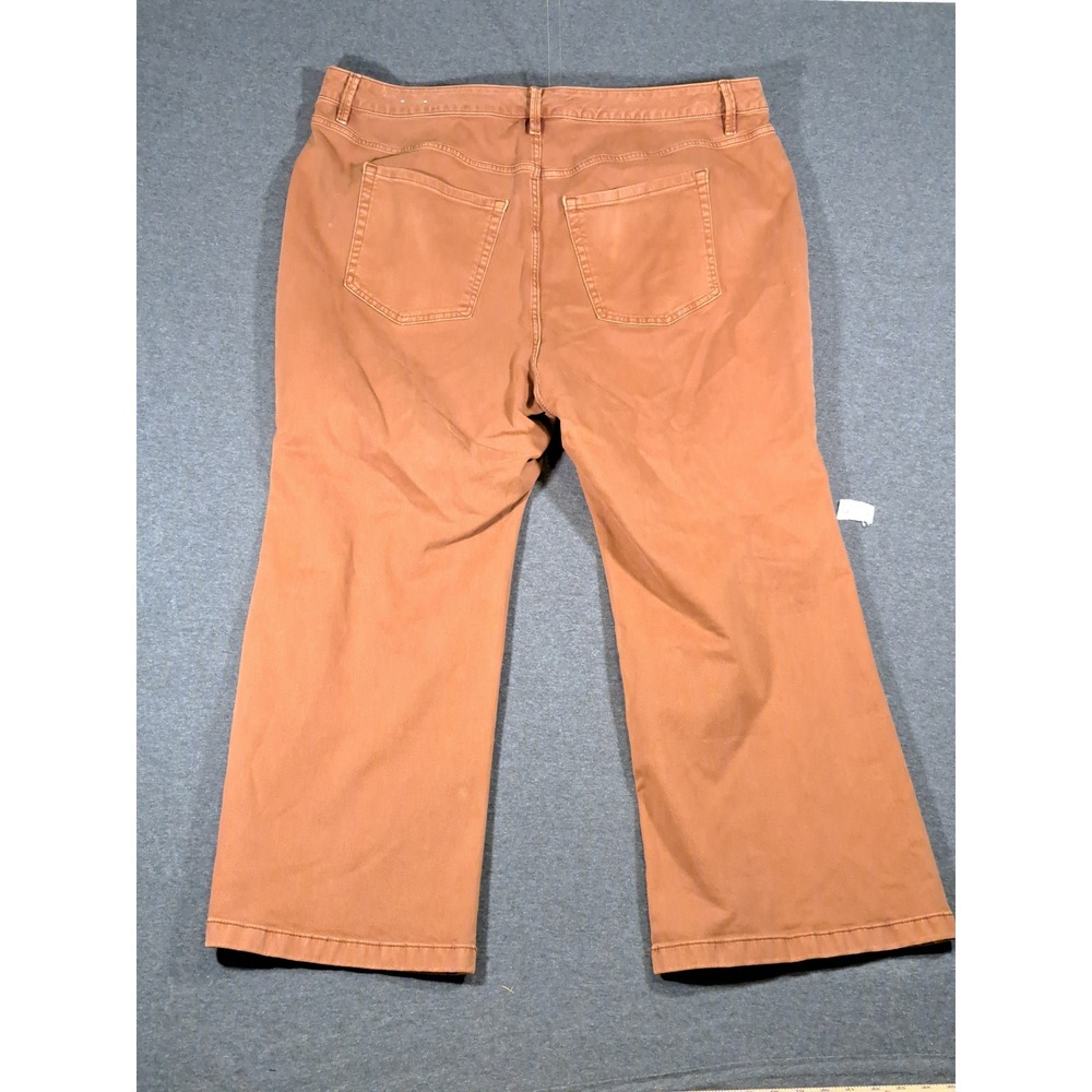 Lane Bryant Womens 22S Ginger Orange Wide Leg Seamed Denim Pants Plus Size Short